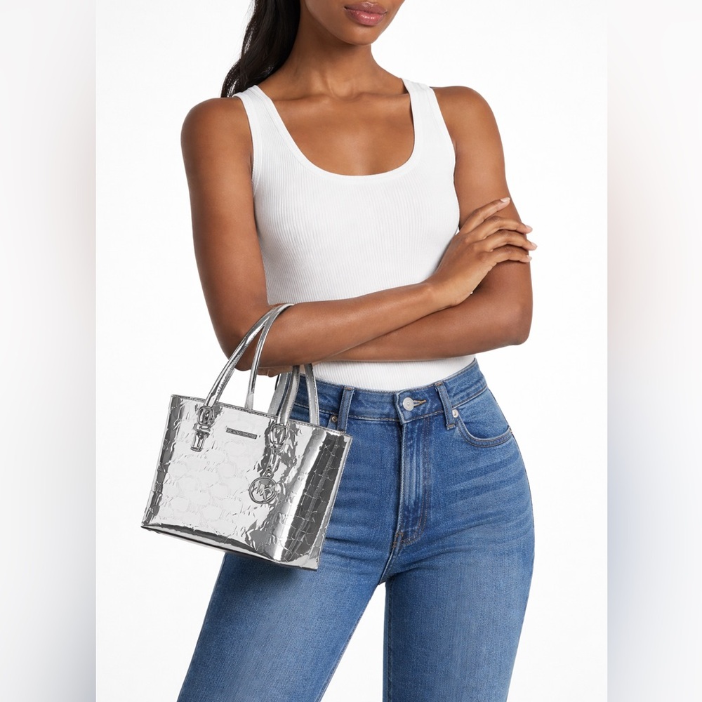 Michael Kors Jet Set Travel XS Tote – Silver Metallic